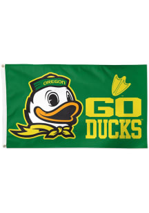 Green Oregon Ducks Mascot Deluxe Silk Screen Grommet Flag