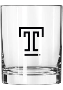 Temple Owls 14oz Black Logo Rock Glass - Black