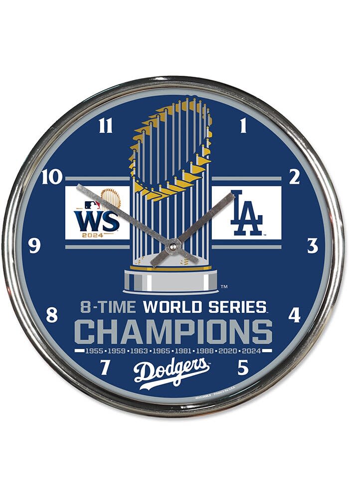 Los Angeles Dodgers 2024 World Series Champions Chrome Wall Clock