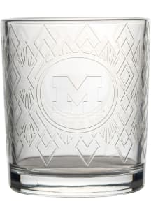 White Michigan Wolverines 12oz Diamond Embossed Rock Glass