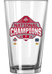 White Ohio State Buckeyes 2024 Football National Champions 16oz Schedule Pint Glass