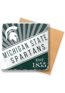 Yellow Michigan State Spartans Burst Ceramic Coaster