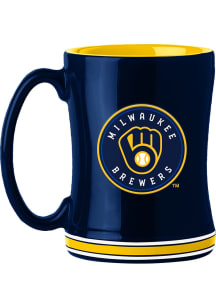 Milwaukee Brewers 14oz Relief Ceramic Mug - Navy Blue