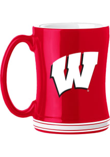 Red Wisconsin Badgers 14oz Relief Mug