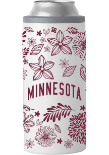 White Minnesota Golden Gophers Botanical Slim Can Stainless Steel Coolie