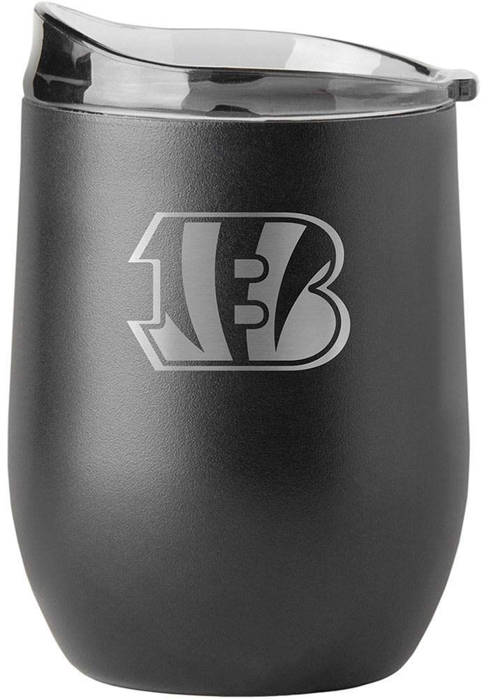 Cincinnati Bengals 16oz Etch Powder Coat Curved Stainless Steel Stemless