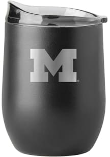 Black Michigan Wolverines 16oz Powdercoat Curved Stainless Steel Stemless
