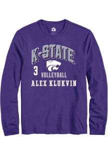 Alex Klukvin Mens Purple K-State Wildcats NIL Arch Logo Long Sleeve Player T Shirt