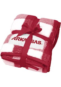 Arkansas Razorbacks Buffalo Check Frosty Sherpa Fleece Blanket - Cardinal