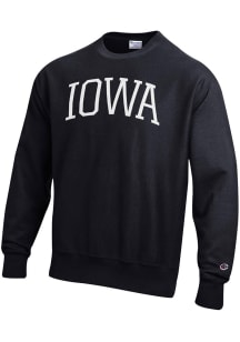 Champion Iowa Mens Black Arched Wordmark Long Sleeve Crew Sweatshirt