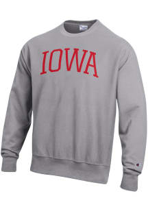 Champion Iowa Mens Grey Arched Wordmark Long Sleeve Crew Sweatshirt