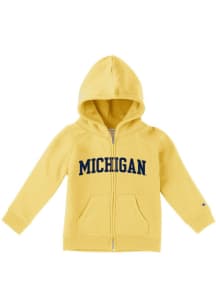 Toddler Michigan Wolverines Yellow Champion Team Logo Design Long Sleeve Full Zip Sweatshirt