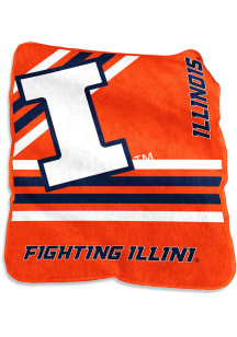 Orange Illinois Fighting Illini Logo Raschel Blanket