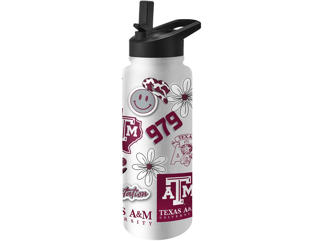 Texas A&M University Silver & Maroon Tumbler W Straw