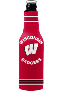Red Wisconsin Badgers 12oz Bottle Crest Logo Coolie