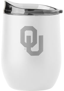 Oklahoma Sooners 16oz Etch White Powder Coat Curved Beverage Stainless Steel Stemless