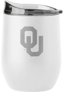 Oklahoma Sooners 16 OZ White Powder Coat Curved Ultra Stainless Steel Stemless