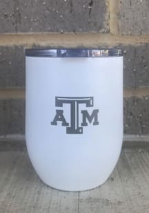 Texas A&amp;M Aggies 16 OZ White Powder Coat Curved Ultra Stainless Steel Stemless