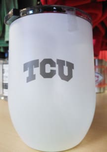TCU Horned Frogs 16 OZ White Powder Coat Curved Ultra Stainless Steel Stemless