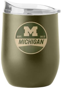 Olive Michigan Wolverines 16OZ Powder Coat Stainless Steel Stemless