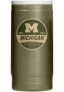 Olive Michigan Wolverines 12OZ Slim Can Powder Coat Stainless Steel Coolie