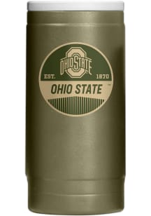 Olive Ohio State Buckeyes 12OZ Slim Can Powder Coat Stainless Steel Coolie