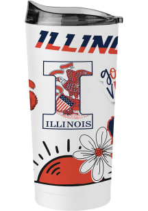 Illinois Fighting Illini 20oz Native Stainless Steel Tumbler - White