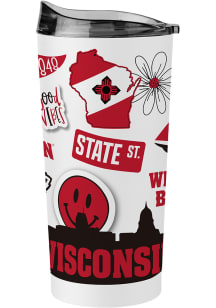 White Wisconsin Badgers 20oz Native Stainless Steel Tumbler