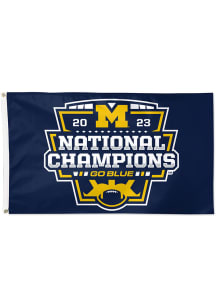 Michigan Wolverines 2023 College Football National Champion 3x5 Blue Silk Screen Grommet Flag
