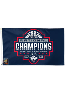 UConn Huskies 2024 Mens Basketball National Champs 3x5 Blue Silk Screen Grommet Flag