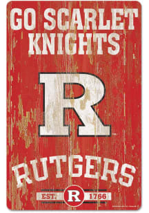 Red Rutgers Scarlet Knights 11 x 17 Slogan Sign