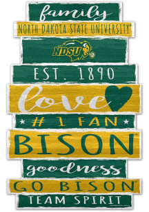 North Dakota State Bison 11 x 17 Word Plank Sign - Green