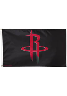 Houston Rockets Deluxe Black Silk Screen Grommet Flag