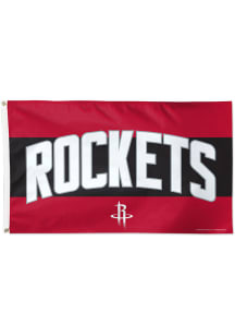 Houston Rockets Deluxe Stripe Red Silk Screen Grommet Flag