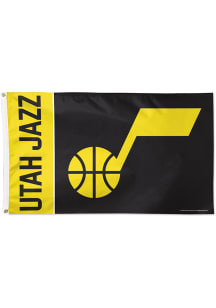 Utah Jazz Vertical Deluxe Stripe Black Silk Screen Grommet Flag