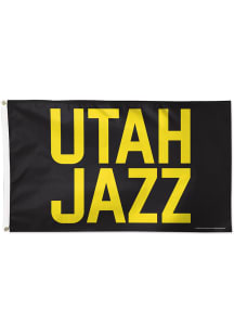 Utah Jazz Deluxe Black Silk Screen Grommet Flag