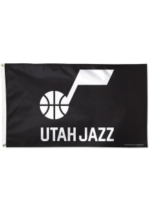 Utah Jazz Deluxe Note Black Silk Screen Grommet Flag