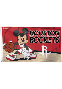 Houston Rockets Deluxe Disney Red Silk Screen Grommet Flag