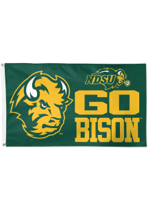 North Dakota State Bison Deluxe Mascot Green Silk Screen Grommet Flag