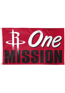 Houston Rockets Deluxe One Mission Red Silk Screen Grommet Flag - Red