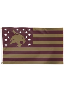 Texas State Bobcats Deluxe Stars and Stripes Maroon Silk Screen Grommet Flag