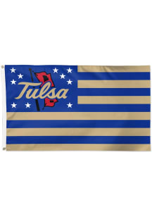 Tulsa Golden Hurricane Deluxe Stars and Stripes Blue Silk Screen Grommet Flag