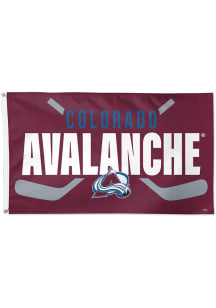 Colorado Avalanche Deluxe Sticks Maroon Silk Screen Grommet Flag