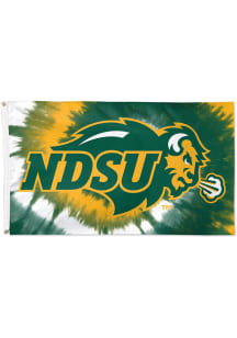 North Dakota State Bison Deluxe Tie Dye Green Silk Screen Grommet Flag