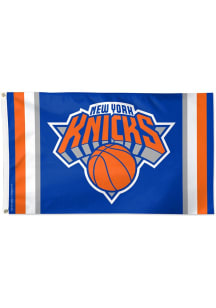 New York Knicks Deluxe Vertical Stripe Silk Screen Grommet Flag - Blue