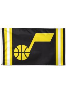 Utah Jazz Deluxe Vertical Stripe Black Silk Screen Grommet Flag