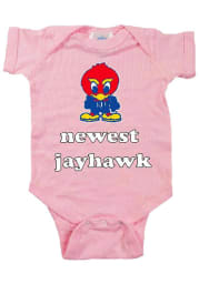 Kansas Jayhawks Baby Pink Newest Short Sleeve One Piece
