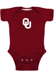 Oklahoma Sooners Baby Cardinal Big Logo Short Sleeve One Piece
