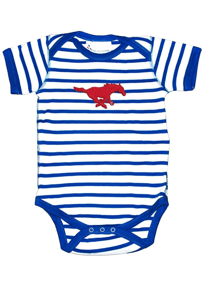 SMU Mustangs Baby Blue Stripe Short Sleeve One Piece