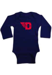 Dayton Flyers Baby Navy Blue Logo Long Sleeve One Piece